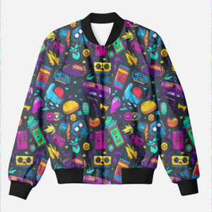 Retro Pop Art Bomber Jacket: Retro Statement Style - Trendy Outerwear for All - TheSimplyStylish