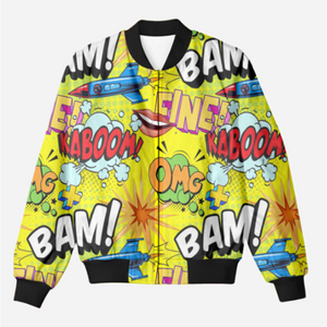 Pop Art All-Over Print Bomber Jacket - Trendy Outerwear for All - TheSimplyStylish