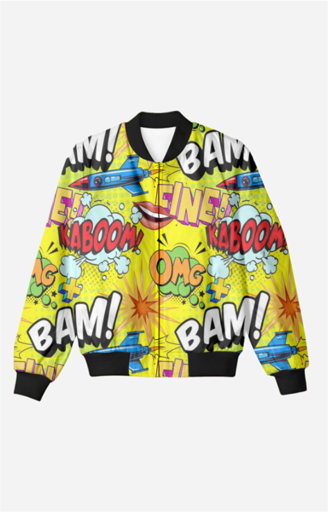 Pop Art All-Over Print Bomber Jacket - Trendy Outerwear for All - TheSimplyStylish