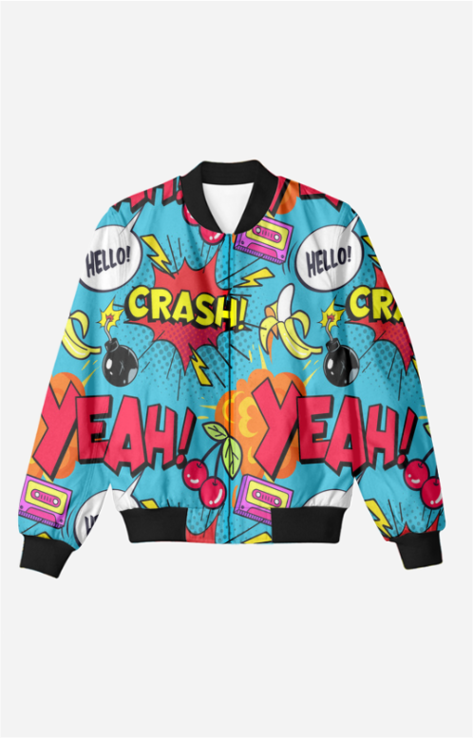 Pop Art All-Over Print Bomber Jacket - Trendy Outerwear for All - TheSimplyStylish