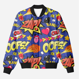 Retro Pop Art Bomber Jacket: Vibrant Statement Style - Trendy Outerwear for All - TheSimplyStylish