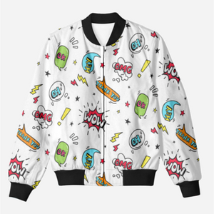 WOW Pop Art All-Over Print Bomber Jacket - Trendy Outerwear for All - TheSimplyStylish