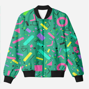 Verdant Vibes: Abstract Green All-Over Print Bomber Jacket - Trendy Outerwear for All - TheSimplyStylish