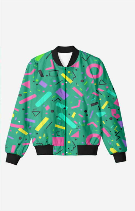 Verdant Vibes: Abstract Green All-Over Print Bomber Jacket - Trendy Outerwear for All - TheSimplyStylish