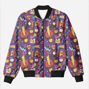 Sweet & Chic: Donuts & Lipstick Pop Art Bomber Jacket - Trendy Outerwear for All - TheSimplyStylish
