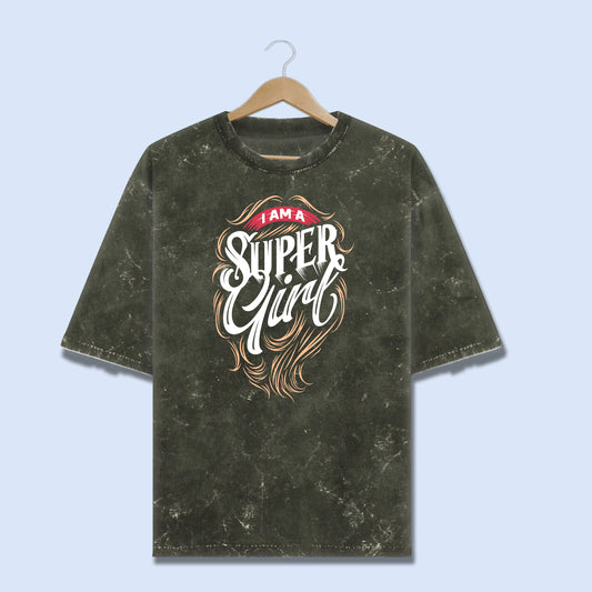 Super Girl Energy – Acid Wash Statement Tee