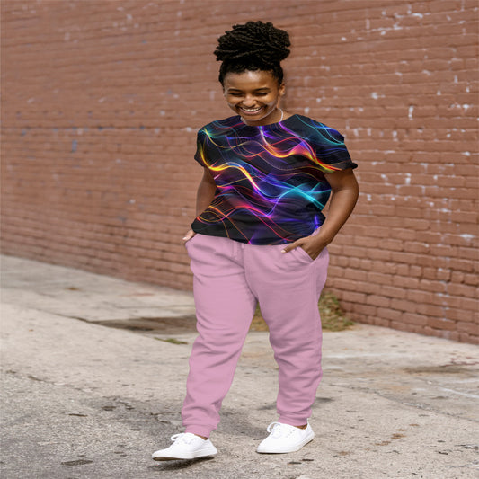 Neon Wave Print Women's All Over Printed T-Shirt