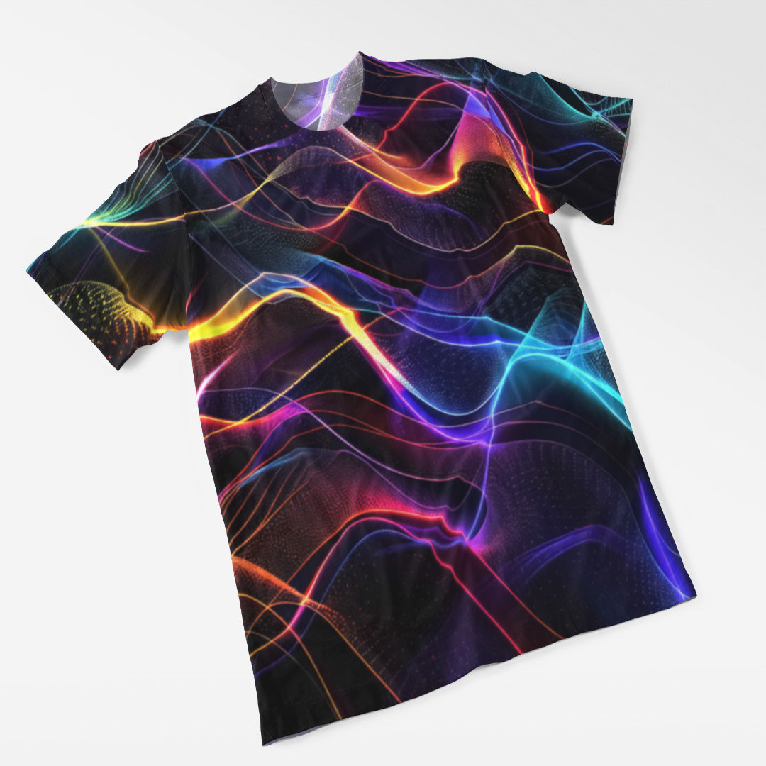 Neon Wave Print Women's All Over Printed T-Shirt