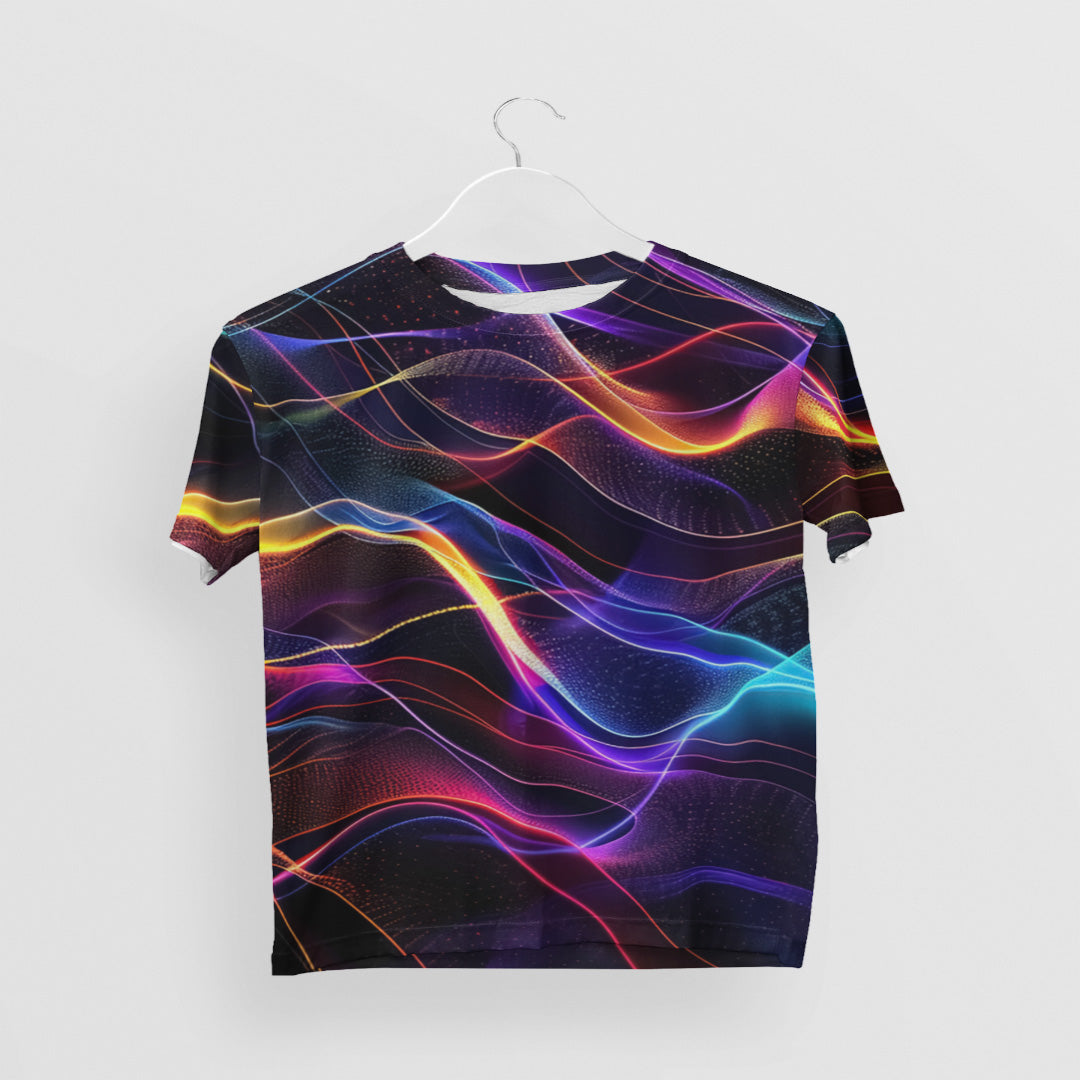 Neon Wave Print Women's All Over Printed T-Shirt