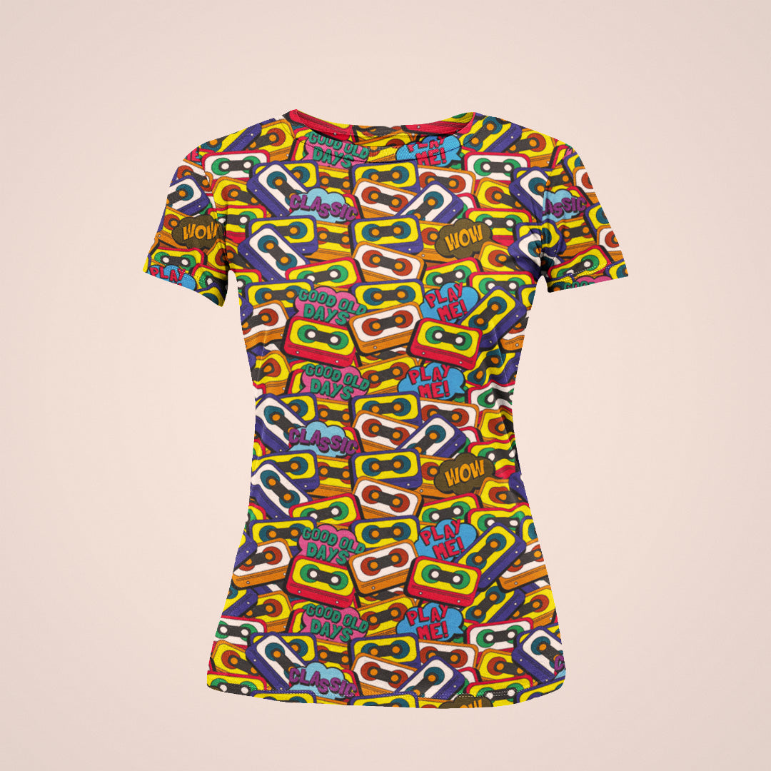 Retro Cassette tape Pop Art Women's Printed T-Shirt