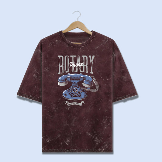Rotary Phone – Dial into Acid Washed Oversized Tee