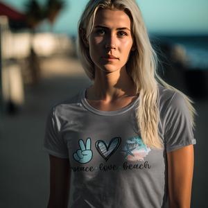 Peace Love Beach | Women's Round Neck Half Sleeve Classic T-Shirt | Comfortable Fit - TheSimplyStylish