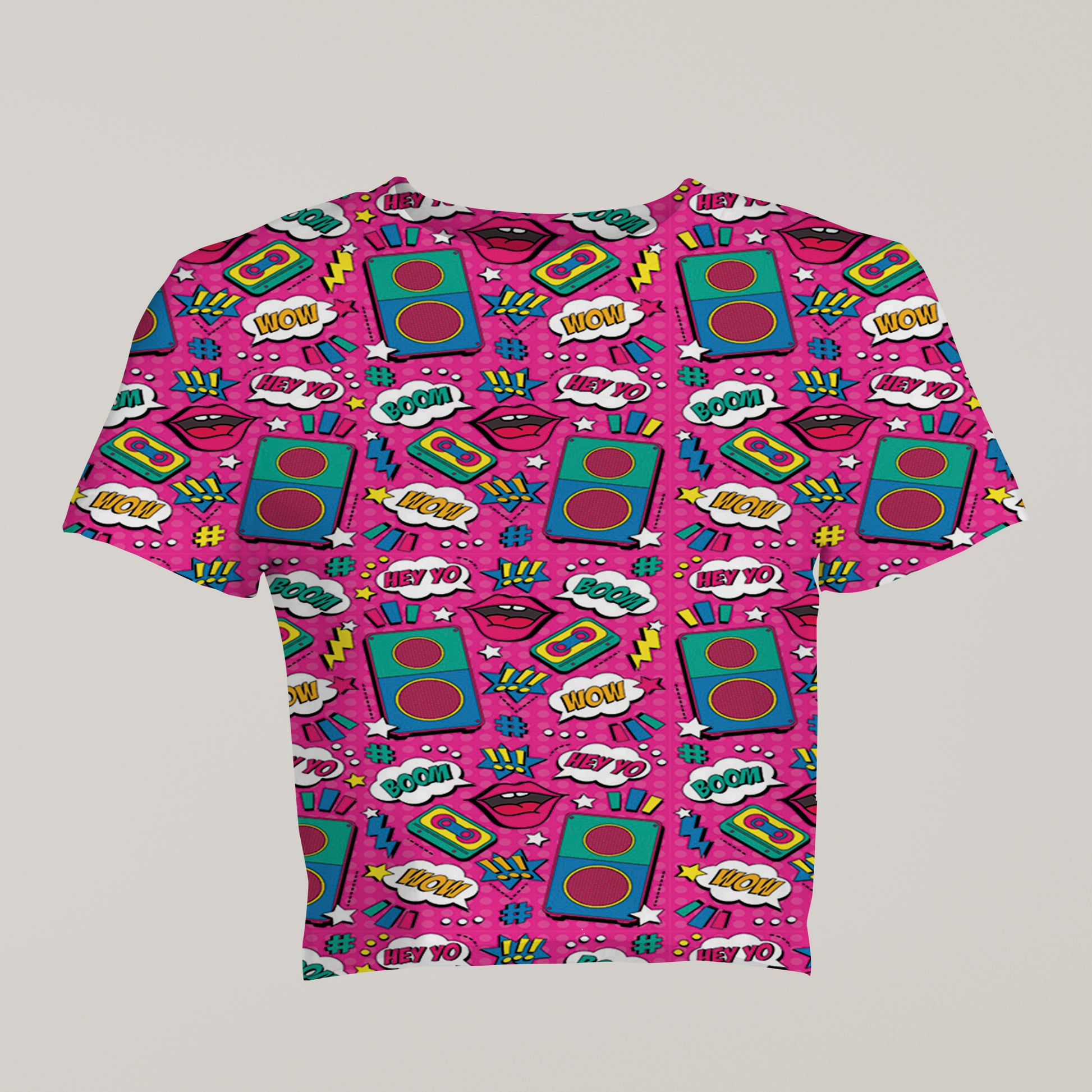 Eye-Catching Women's Printed Retro Pop Art Print Crop Top - TheSimplyStylish