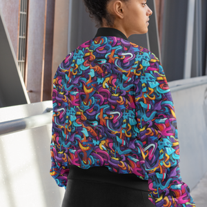 Unisex Graffiti All-Over Print Bomber Jacket - Trendy Outerwear for All - TheSimplyStylish