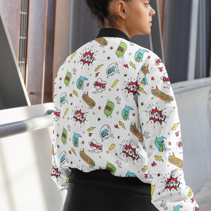 WOW Pop Art All-Over Print Bomber Jacket - Trendy Outerwear for All - TheSimplyStylish