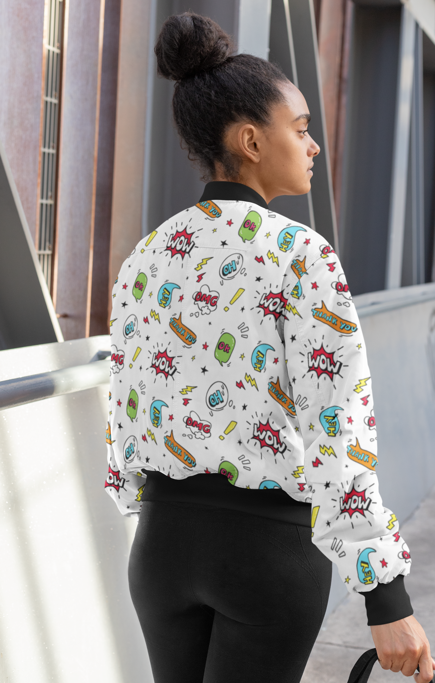 WOW Pop Art All-Over Print Bomber Jacket - Trendy Outerwear for All - TheSimplyStylish