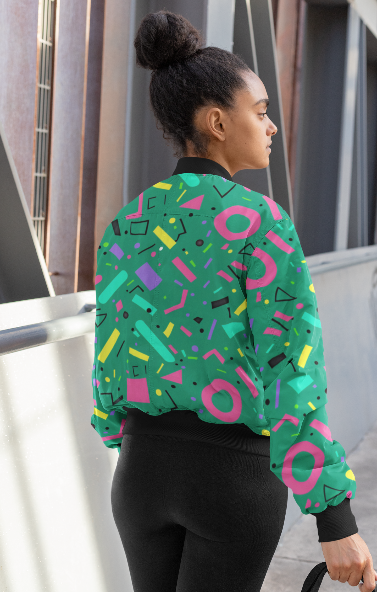 Verdant Vibes: Abstract Green All-Over Print Bomber Jacket - Trendy Outerwear for All - TheSimplyStylish