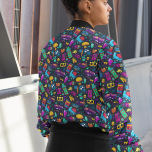 Retro Pop Art Bomber Jacket: Retro Statement Style - Trendy Outerwear for All - TheSimplyStylish