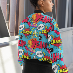 Pop Art All-Over Print Bomber Jacket - Trendy Outerwear for All - TheSimplyStylish