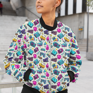 Retro Pop Art Bomber Jacket: Vibrant Statement Style - Trendy Outerwear for All - TheSimplyStylish