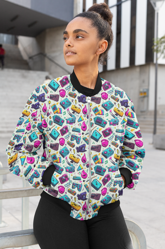 Retro Pop Art Bomber Jacket: Vibrant Statement Style - Trendy Outerwear for All - TheSimplyStylish