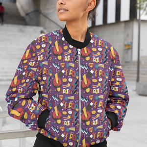Sweet & Chic: Donuts & Lipstick Pop Art Bomber Jacket - Trendy Outerwear for All - TheSimplyStylish