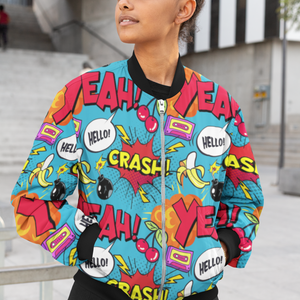 Pop Art All-Over Print Bomber Jacket - Trendy Outerwear for All - TheSimplyStylish