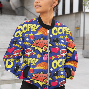 Retro Pop Art Bomber Jacket: Vibrant Statement Style - Trendy Outerwear for All - TheSimplyStylish