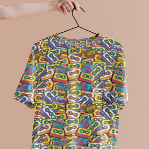 Eye-Catching Women's Printed Retro Cassettes Pop Art Print Crop Top - TheSimplyStylish