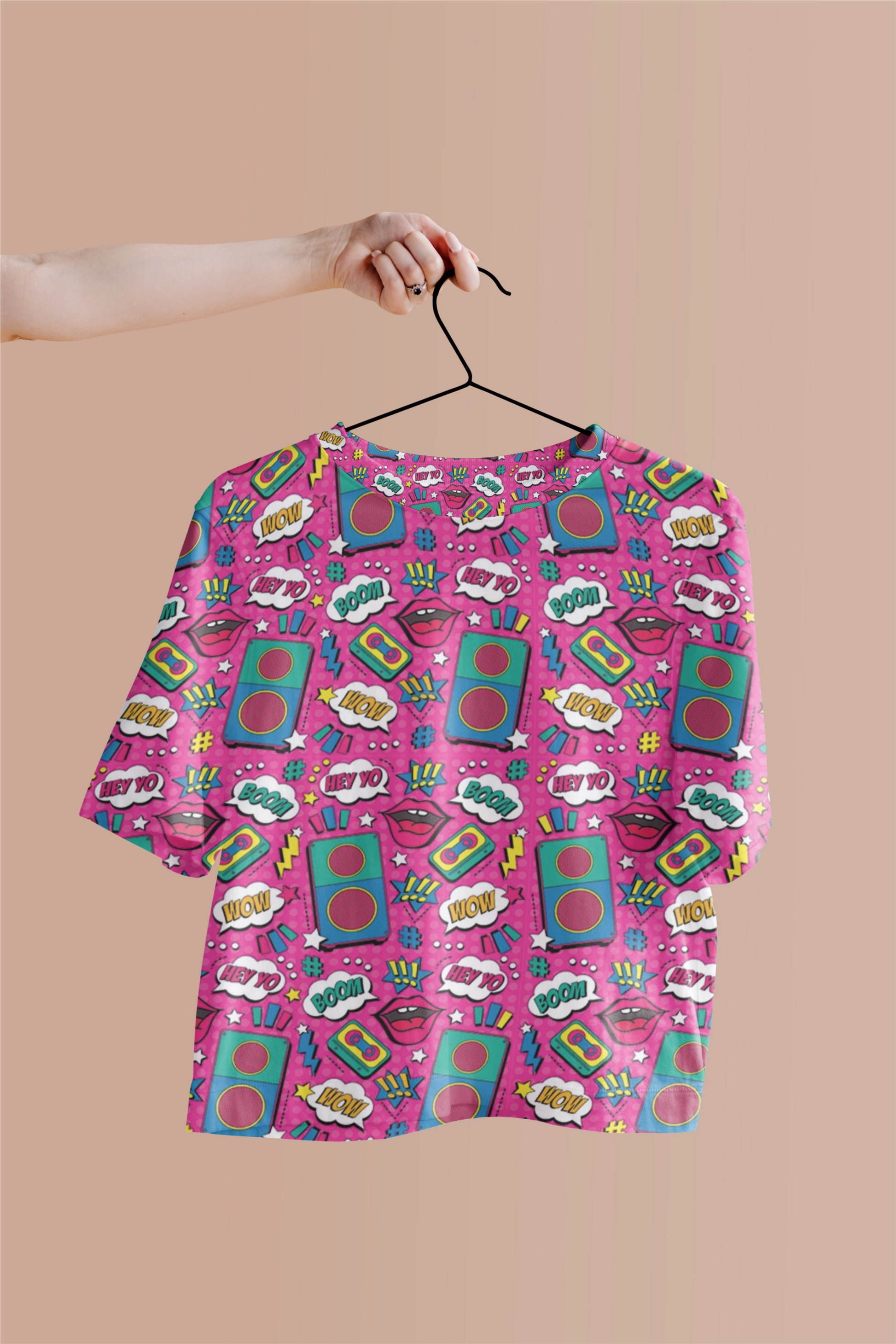 Eye-Catching Women's Printed Retro Pop Art Print Crop Top - TheSimplyStylish