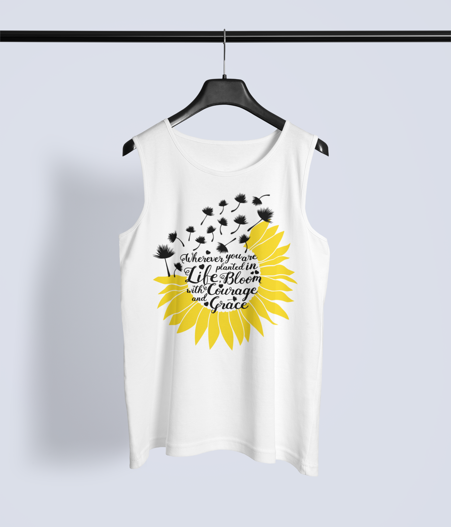 Bloom with Courage & Grace – Inspirational Graphic Tank Top
