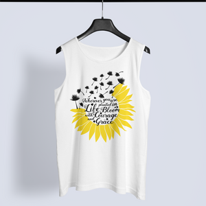 Bloom with Courage & Grace – Inspirational Graphic Tank Top