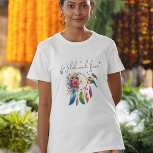 Dream Catcher Graphic Design | Women's Round Neck Half Sleeve Classic T-Shirt | Comfortable Fit - TheSimplyStylish