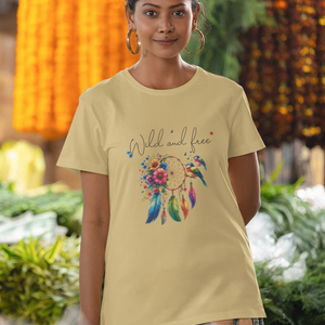 Dream Catcher Graphic Design | Women's Round Neck Half Sleeve Classic T-Shirt | Comfortable Fit - TheSimplyStylish