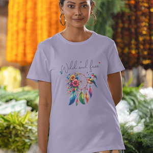 Dream Catcher Graphic Design | Women's Round Neck Half Sleeve Classic T-Shirt | Comfortable Fit - TheSimplyStylish