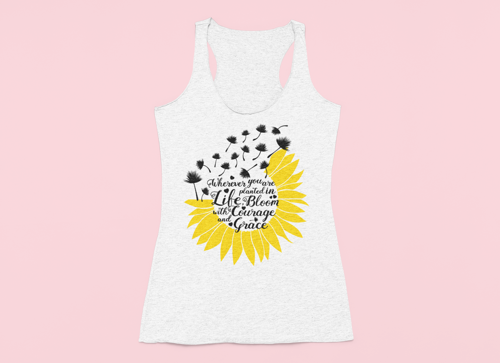 Bloom with Courage & Grace – Inspirational Graphic Tank Top