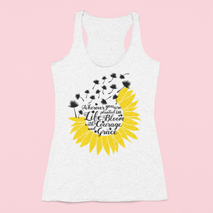 Bloom with Courage & Grace – Inspirational Graphic Tank Top