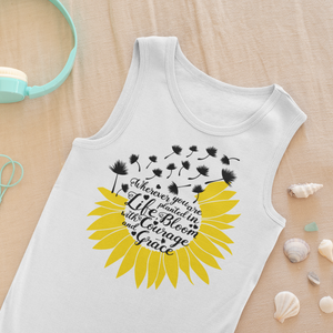 Bloom with Courage & Grace – Inspirational Graphic Tank Top