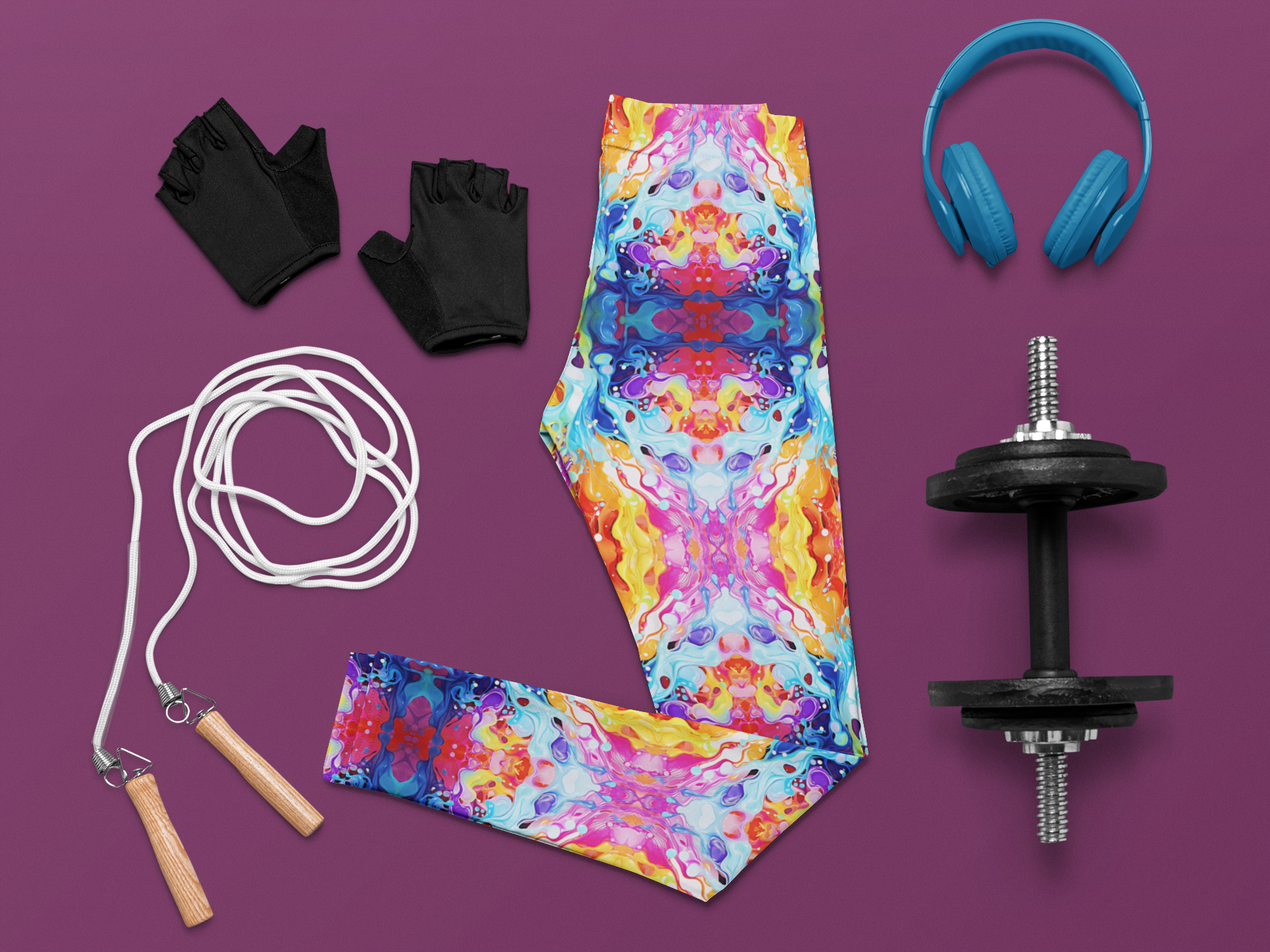 Vivid Paint Storm Print Legging