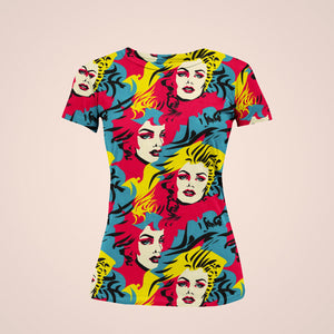 Retro Pop Art Women's Vibrant All-Over Print Tee