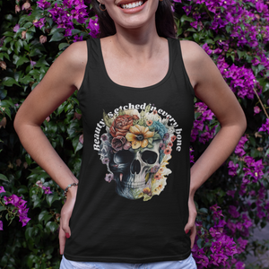Beauty Is Etched in Every Bone – Artistic Graphic Tank Top