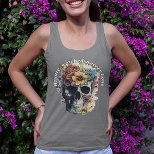 Beauty Is Etched in Every Bone – Artistic Graphic Tank Top
