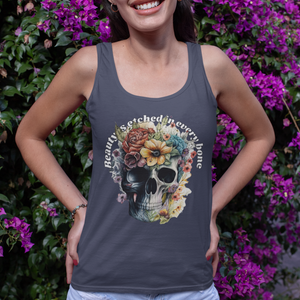Beauty Is Etched in Every Bone – Artistic Graphic Tank Top