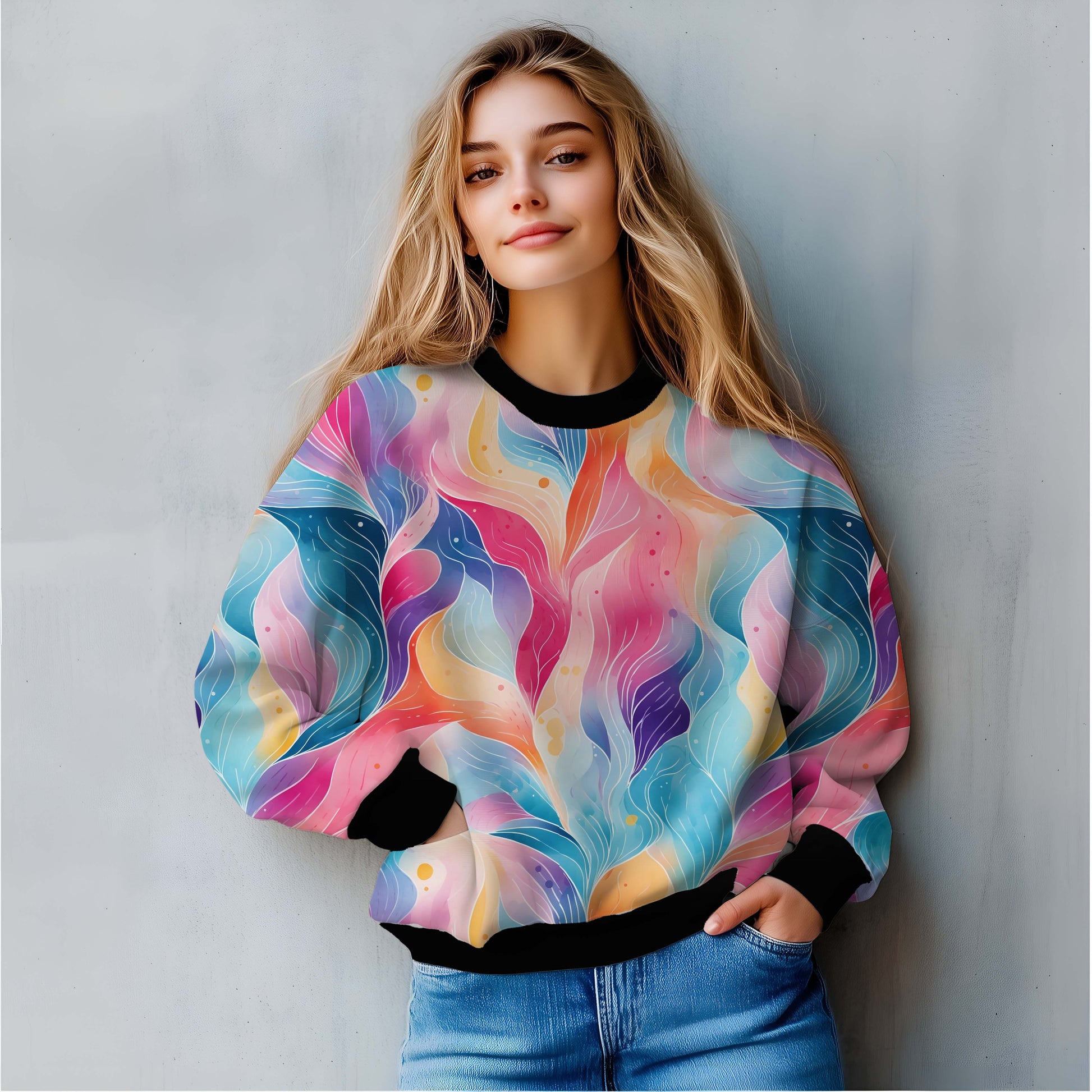 Lush Ripples All Over Print Sweatshirt