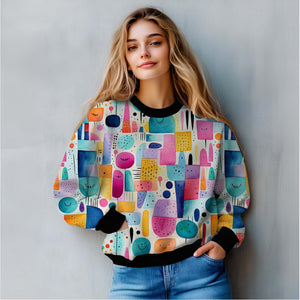 Geo Vibes: Embrace the Earthy Swirls All over print Sweatshirt